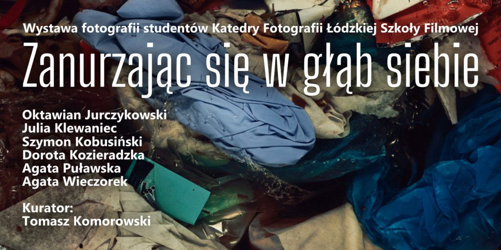 Plakat informacyjny z tytułem wystawy i listą uczestników